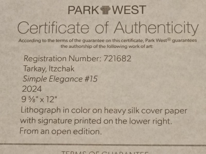 TARKAY, ITZCHAK Signed "#15 Simple Elegance" 9.5/8x12 Lithograph (Park West COA) gallery