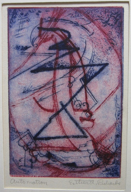 AUTO MOTION COLORED ENGRAVING ESTHER ALETHEA RICHARDS. LISTED PA. ARTIST