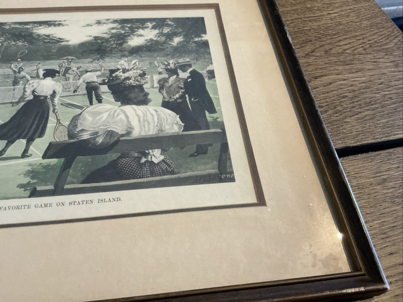 Lawn Tennis, A Favorite Game On Staten Island - Original Antique Print 16x13 In gallery
