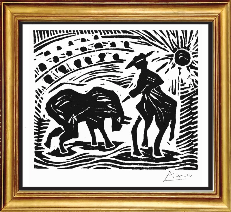 Pablo Picasso Hand Signed Ltd Edition Print "Bullfight in Arena" w/COA(unframed)