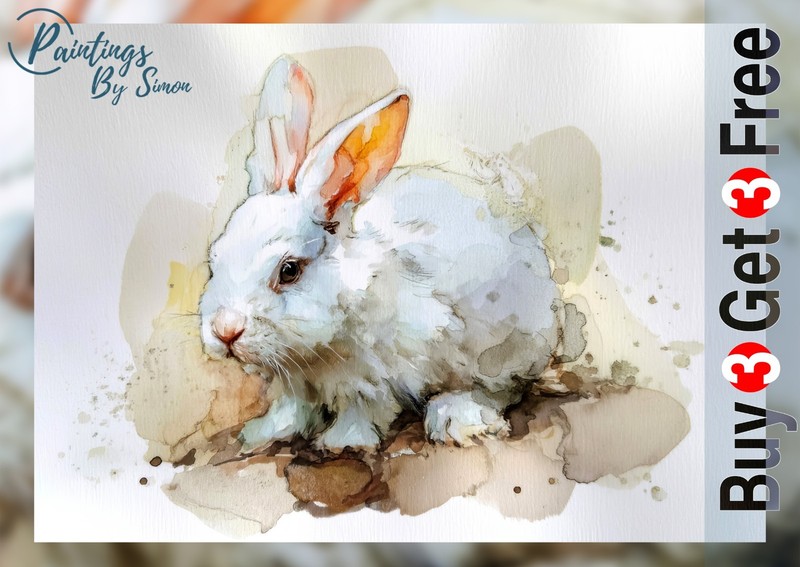White Rabbit Print 5″x7″ Print on Matte Paper | Soft Cute Pet Art