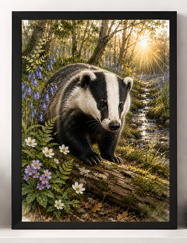 BADGER CUTE A4 PRINT PICTURE POSTER WALL ART HOME DECOR ANIMALS GIFT WILDLIFE