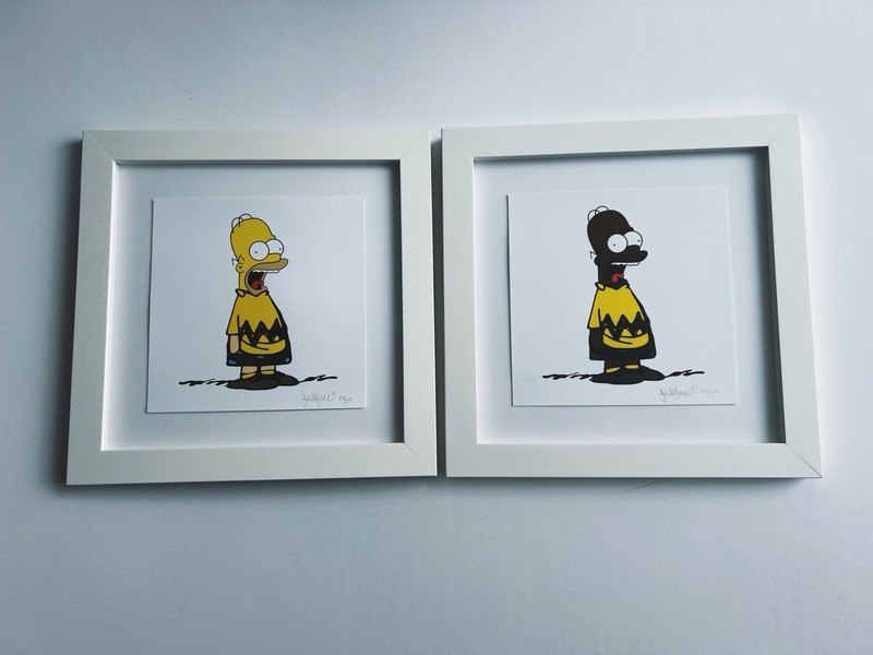 Jerkface Homer Brown Simpsons Art Prints Framed Set 24/25