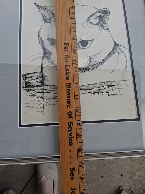 Bob Sopchick CAT Print Signed Art Framed Matted Black & White One of a Kind gallery