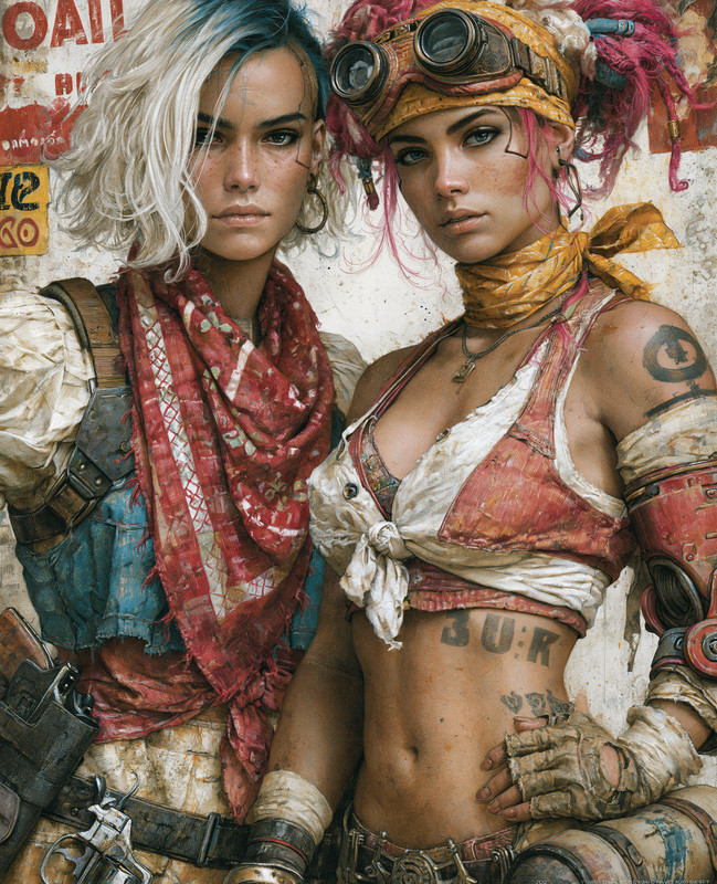 8×10 Colorful Steampunk Women With Goggles Art Print – 597878475