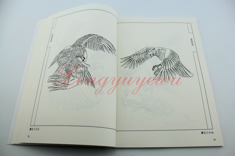 Chinese Ink Painting Hawk Eagle Red-Crowned Cran Outline Sketch Tattoo Book gallery