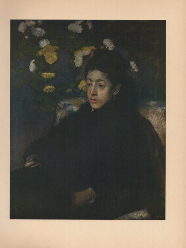 1951 Vintage DEGAS "MLLE. MALO (?)" FAMOUS PORTRAIT COLOR Art Print Lithograph
