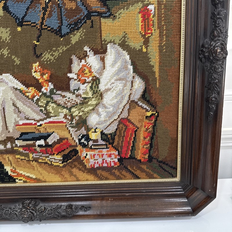 The Poor Poet Carl Spitzweg Needlepoint Art Beautiful Framed Vintage gallery