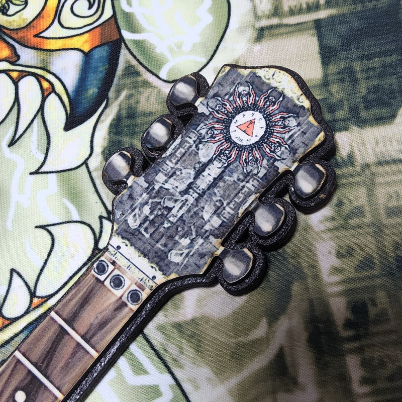 Combo set thick warrior green female 12x19 digital art print & 7x17 mini guitar gallery
