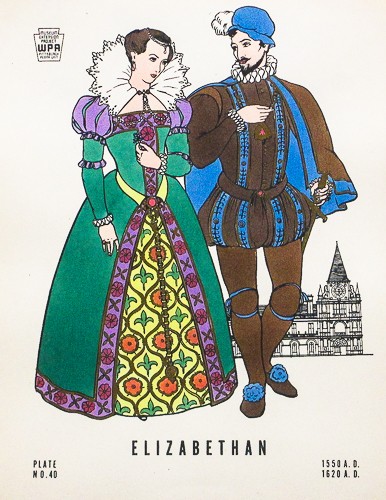 Original 1930s WPA Costume Screenprint – Elizabethan