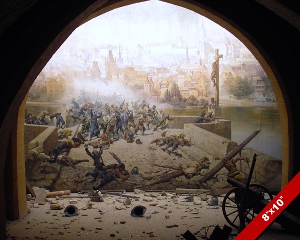 BATTLE OF PRAUGE PAINTING 30 YEARS PROTESTANT CATHOLIC WAR ART REAL CANVAS PRINT