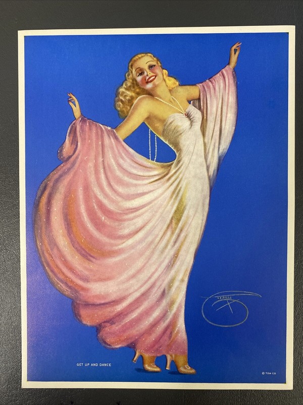 VTG 1943 Pinup Art Print Billy DeVorss Get Up and Dance
