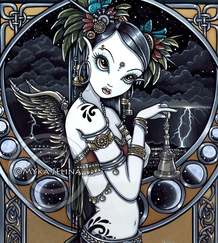 Tribal Fusion Angel Storm Dancer Melita Myka Ltd Ed Signed CANVAS Embellished gallery