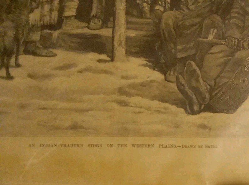 1890 PRINT - INDIAN TRADERS STORE ON THE WESTERN PLAINS - NATIVE AMERICAN INDIAN gallery