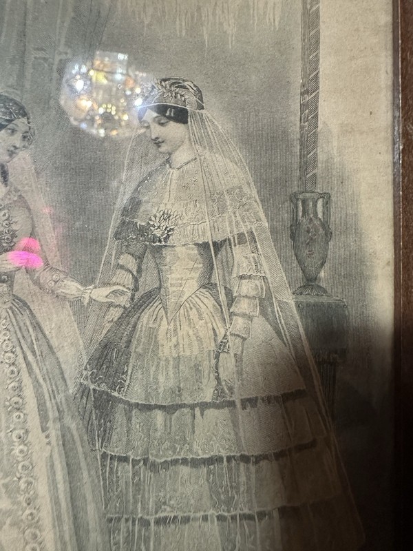 Antique “Wedding Costumes ” Lithograph Engraved for Godey’s Signed By J David gallery