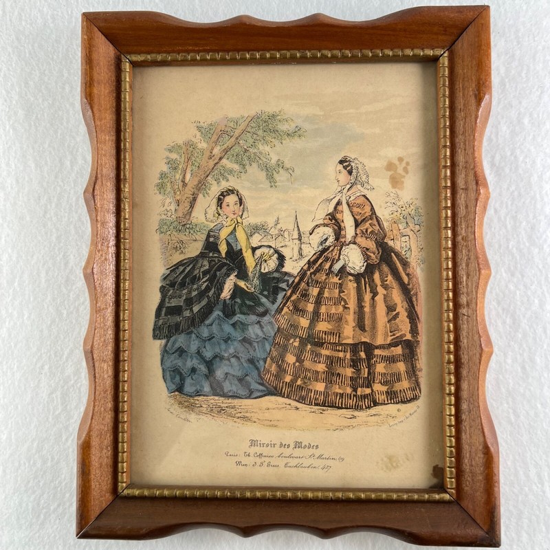 1 Miroir des Modes Victorian Fashion Print Pie Crust Frame IB Fischer 9×7 READ