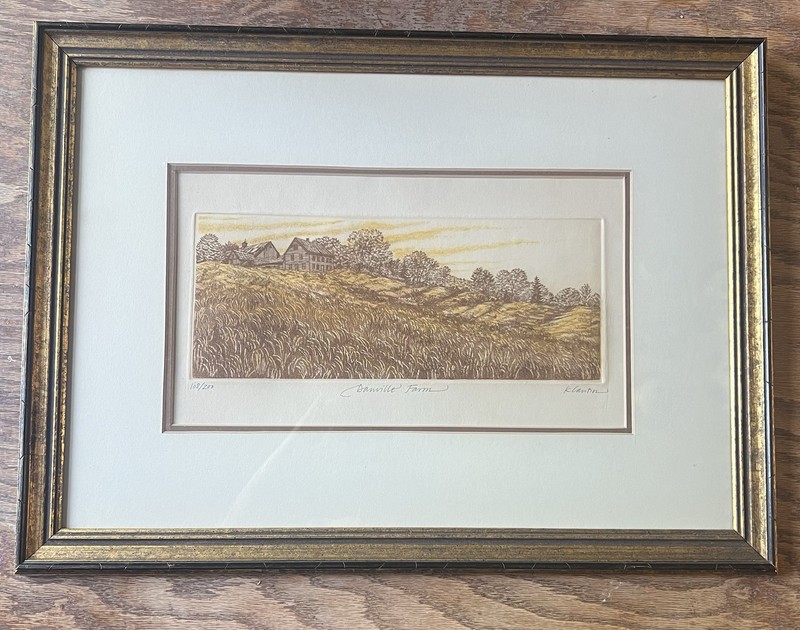 Kathleen Cantin "Danville Farm" Original Signed Framed Etching Ltd Edition