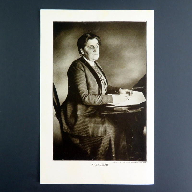 1915 Antique Halftone Print Jane Addams Portrait Social Reformer