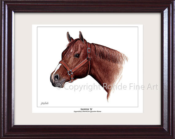 SKIPPER W – FRAMED AMERICAN QUARTER HORSE ART PRINT famous aqha Rohde painting