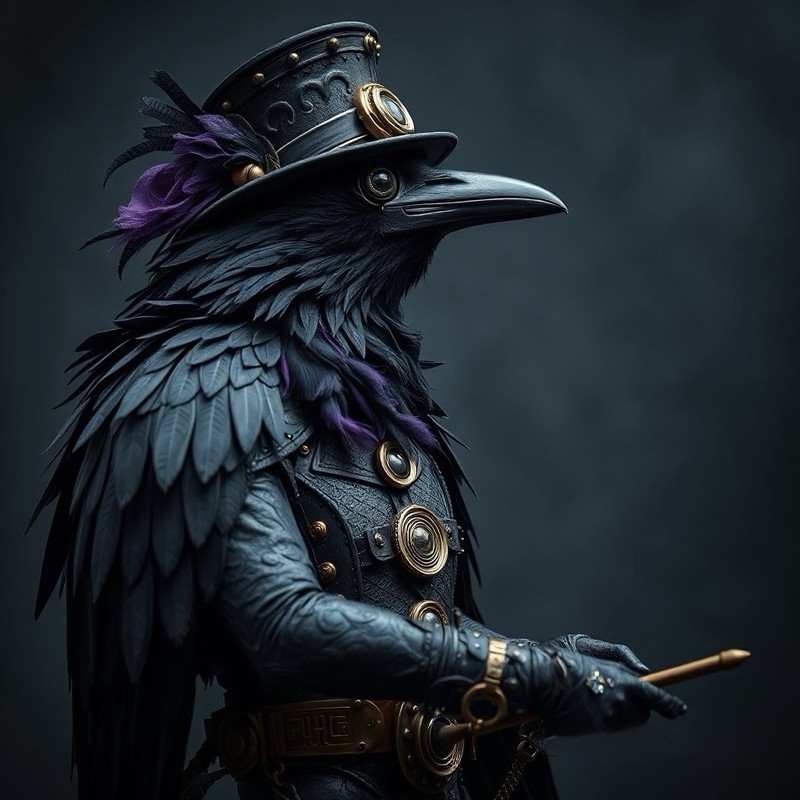 GOTHIC RAVEN CROW FANTASY ART PRINT Mystic Crow Steampunk PHOTO PICTURE Signed