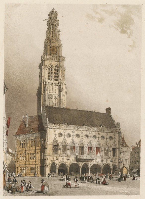 Antique Print «Hotel de Ville, Arras» (France) Thomas Shotter Boys, 1839
