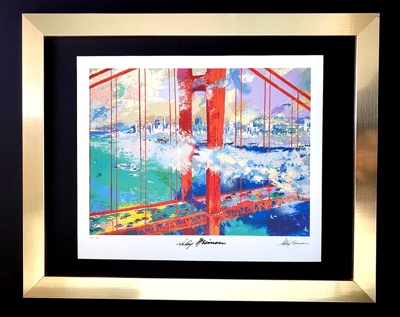 LEROY NEIMAN + SIGNED PRINT FRAMED + GOLDEN GATE SAN FRANCISCO + VINTAGE 1980’S