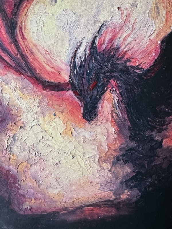 Fantasy Dragon Red and Black Textured Print, 4x6 Original Print | Amanda Fortes gallery