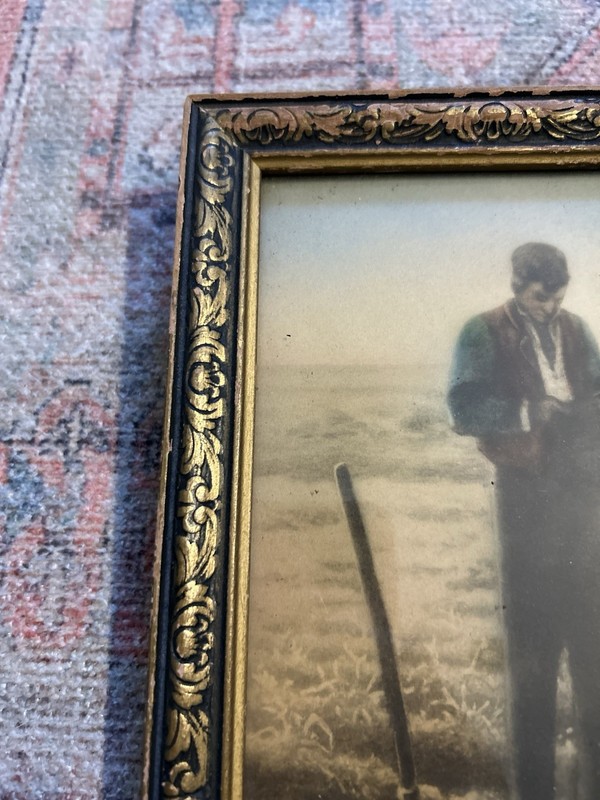 Vintage Print Framed The Angelus By Jean Millet European Farmers Praying gallery