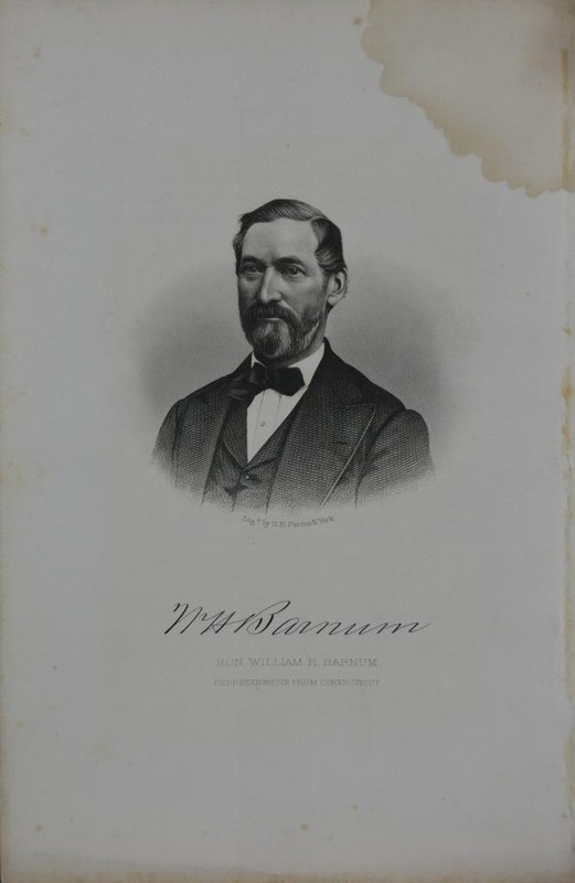 Antique 1876 Steel Engraving Connecticut Politician William Barnum History Art