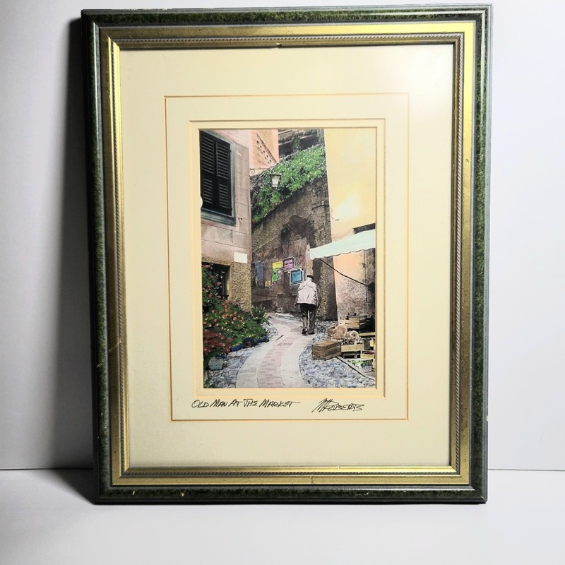 Martin Roberts Signed Framed "Old Man At The Market" Giclee Print photograph gallery