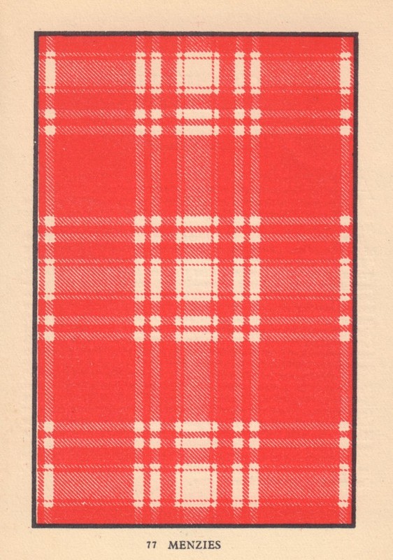 Menzies. Scottish Clan Tartan. SMALL 8×11.5cm 1937 old vintage print picture