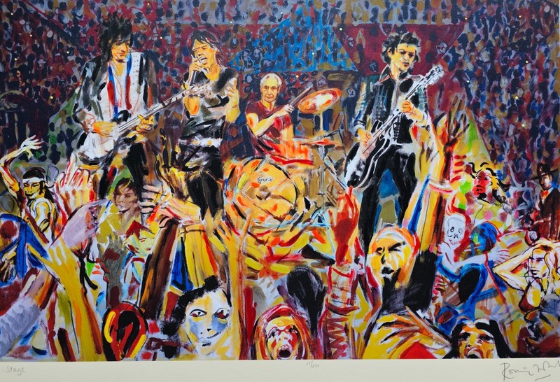 RONNIE WOOD B-STAGE 2006 HAND SIGNED ROLLING STONES 25/290 Screenprint music art
