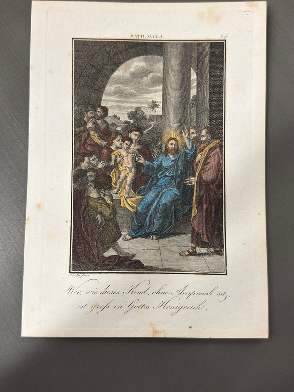 Edouard Schuler – Matthew 18:3 Jesus Christ Sermon Early 19th Century Engraving