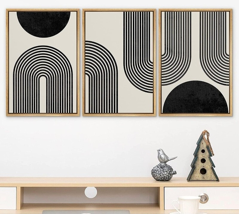 SIGNFORD Abstract Wall Art, Neutral Wall Art, Boho Wall Art, Black and Beige... gallery