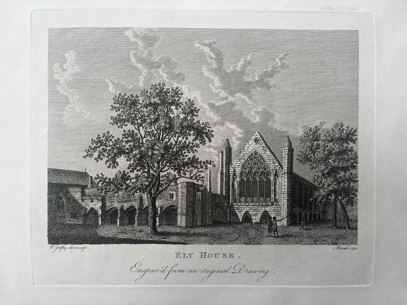 1775 Antique Print; Ely House / Palace, Camden, London after Godfrey