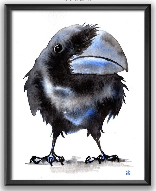 Personalised Quirky Crow «Freddie» Painting Print by Ilona Winter