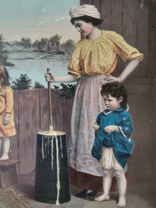 Antique 1880's MORNING CARES of LITTLE COUNTRY FOLK Victorian Chromolithograph gallery