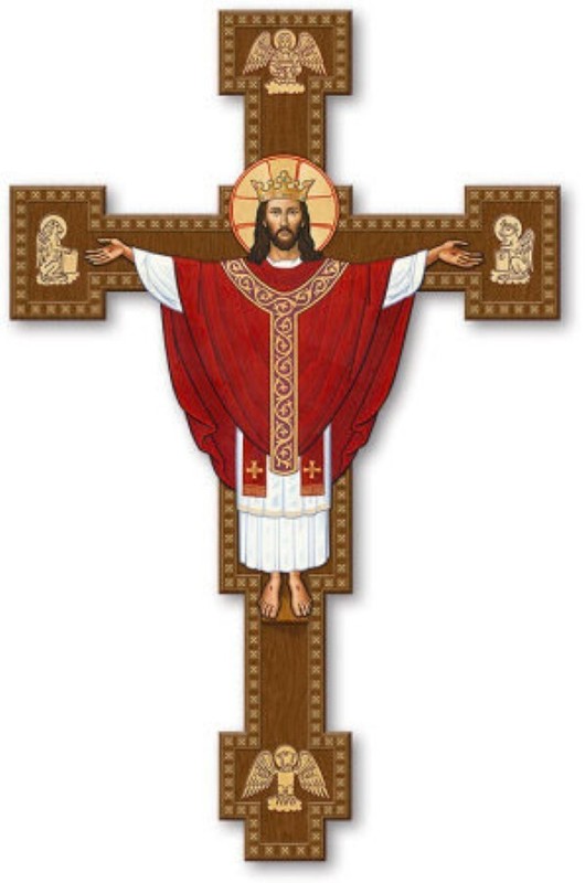 CHRIST THE KING Crucifix ICON 8 x 10″ PREMIUM SATIN Print with White Background