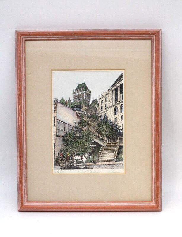 Le Chateau Frontenac Quebec Hand-Colored Etching Signed Alain Couture