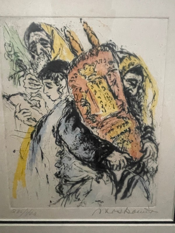 ira moskowitz Hand Colored Etching Holy Scroll Certificated 14×15 In Signed