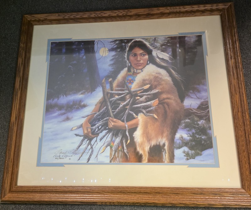 Carole Coffman Signed Numbered Native American When Shadows Speak  Framed Print