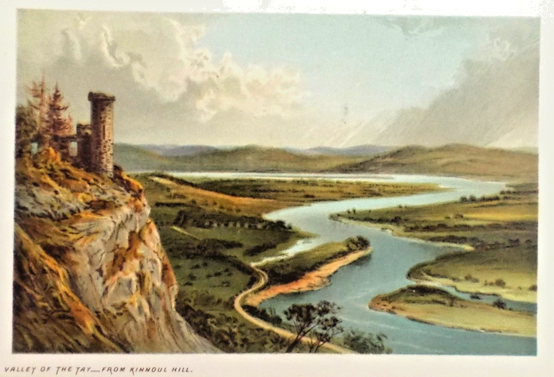 OLD ANTIQUE PRINT VALLEY OF TAY RINNOUL HILL SCOTLAND c1890’s by NELSON COLOURED