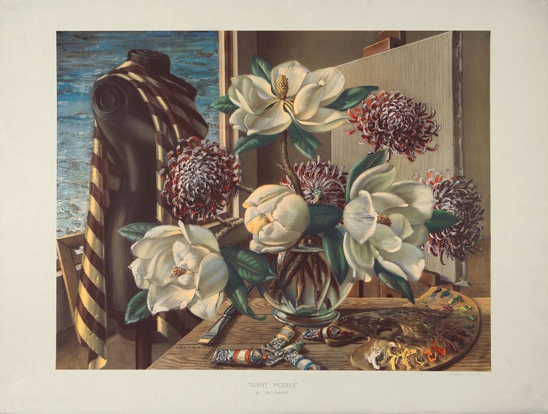 V. TRETCHIKOFF Vtg XXRare c1951 Mid Century OOP Lrg Halftone Litho SILENT MODELS