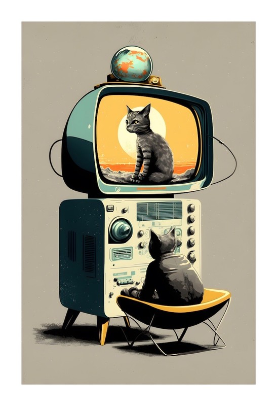 1950s Cat TV – A Mid Century Modern Atomic Age TV with a Cat TVC9