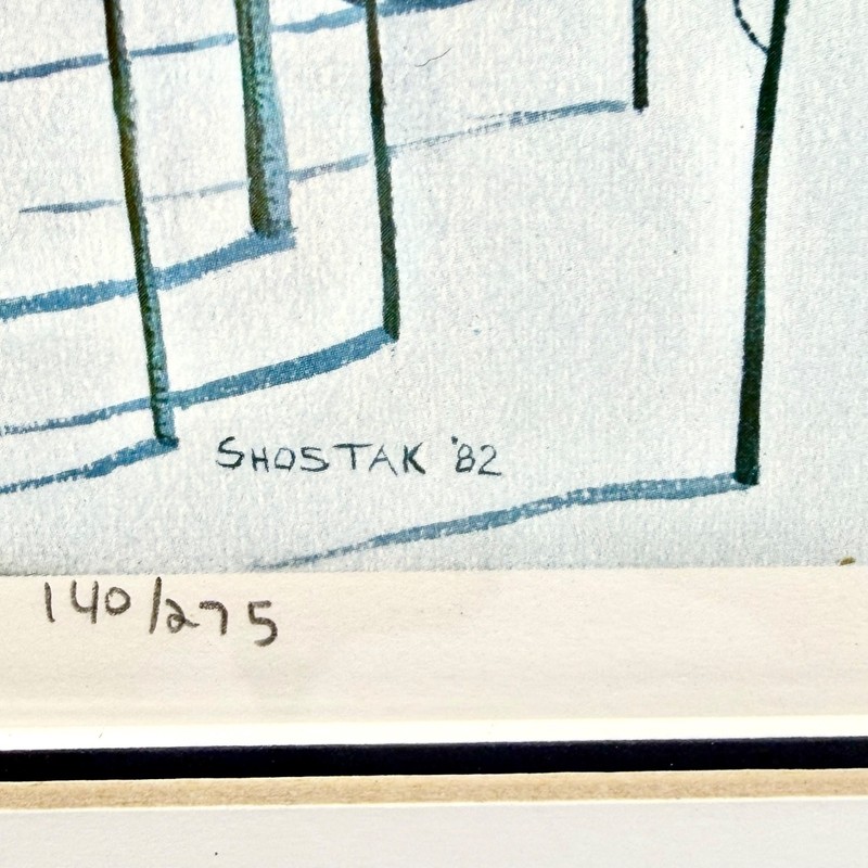 VTG Peter Shostak What Is The Score 1982 Signed #140/275 Framed Hockey Litho COA gallery