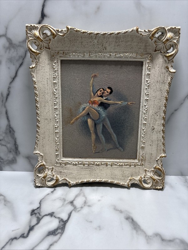 Vintage Framed Print Ballet Dancers Ballerina Romance by Illinois Moulding Co