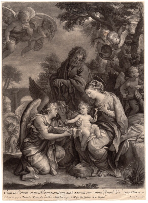Christ-Holy family-adorned by angels-John SMITH-MARATTI-1707