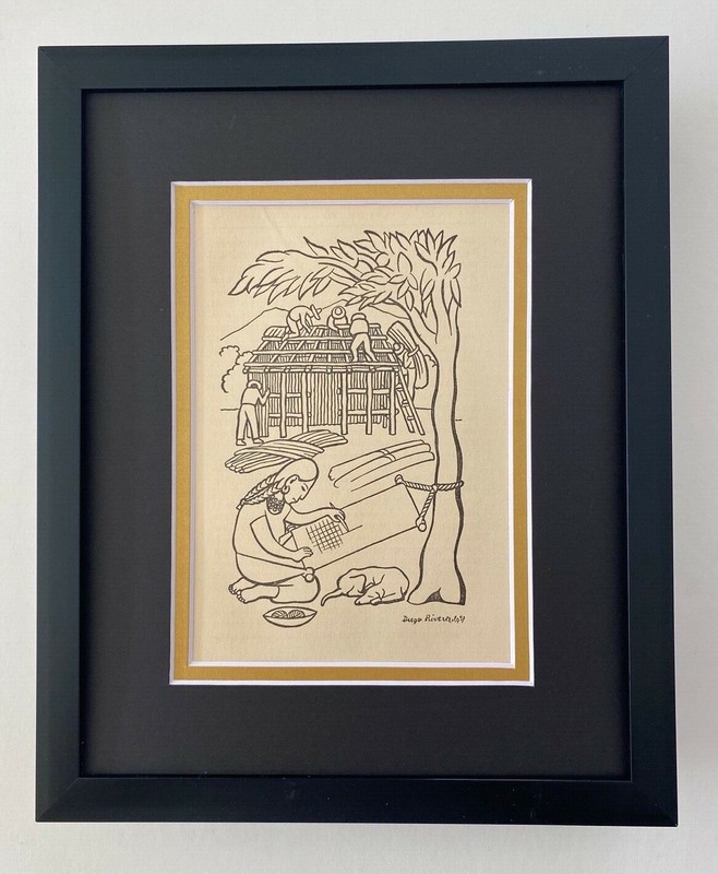DIEGO RIVERA ORIGINAL 1938 SIGNED ON THE PLATE GRAVURE MATTED AND FRAMED