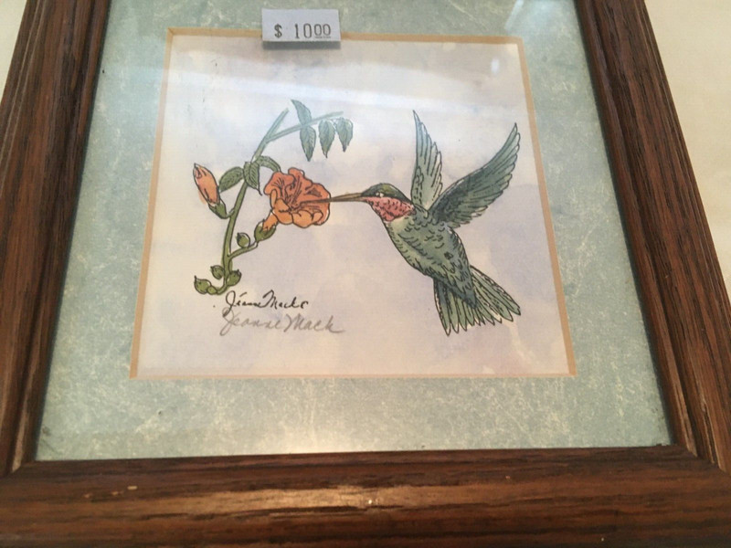 3 Jeanne Mack Framed/Signed Original Art : Cardinal, Humming Bird & Gardenias gallery