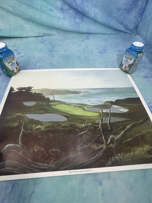 JAMES JIM RYON (1935-2016) Signed 19X24 THE 15th AT CYPRESS POINT COUNTRY CLUB gallery